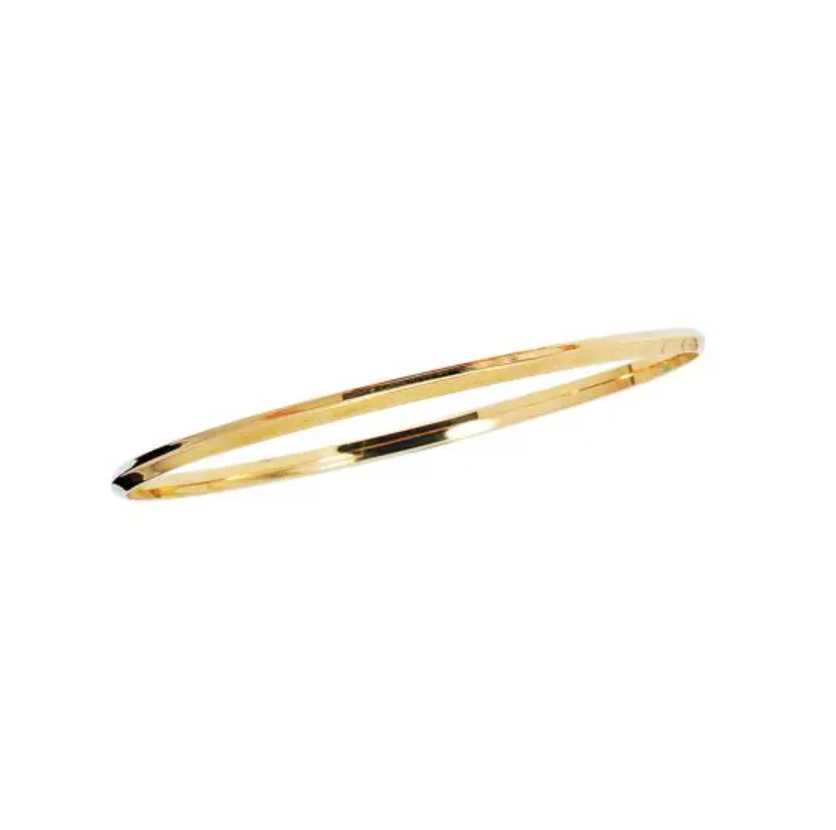 14k gold knife-edge bangle with a sleek minimalist design."
"Modern knife-edge bracelet in polished 14k gold for stacking or solo wear."
"Refined gold bangle featuring clean lines and a bold knife-edge design.
