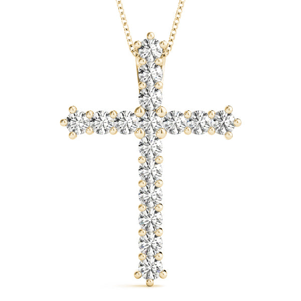 14k gold diamond cross pendant with lab-grown diamonds set in a radiant cross design, symbolizing unity and spiritual devotion.