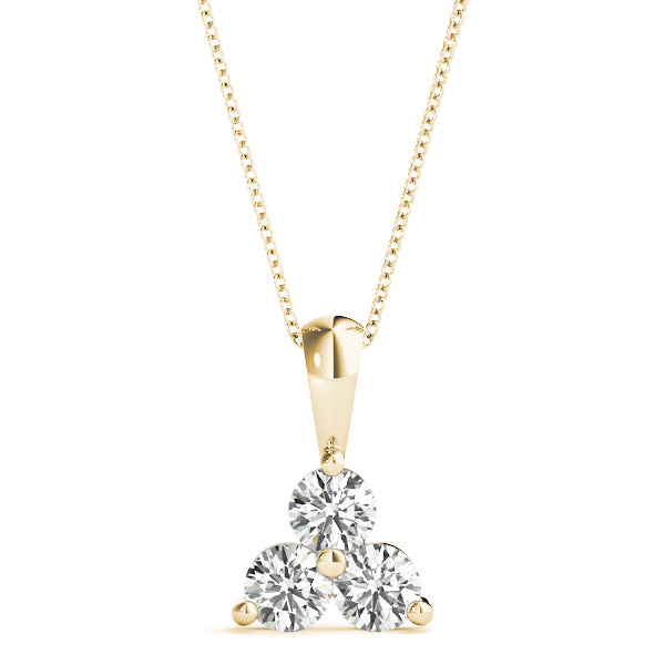 14k gold pendant with three Lovinity diamonds arranged in a triangular formation, symbolizing guidance, protection, and inspiration.