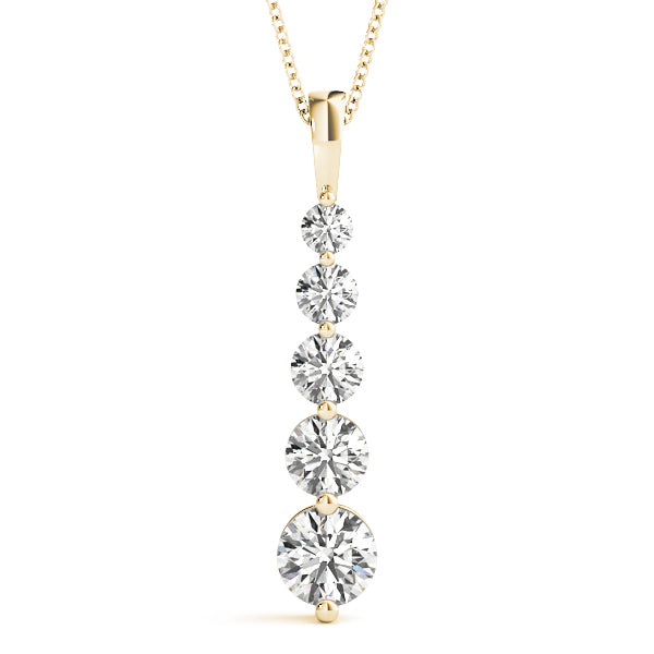 14k rose gold pendant with a vertical arrangement of lab-grown diamonds, symbolizing connection and harmony.