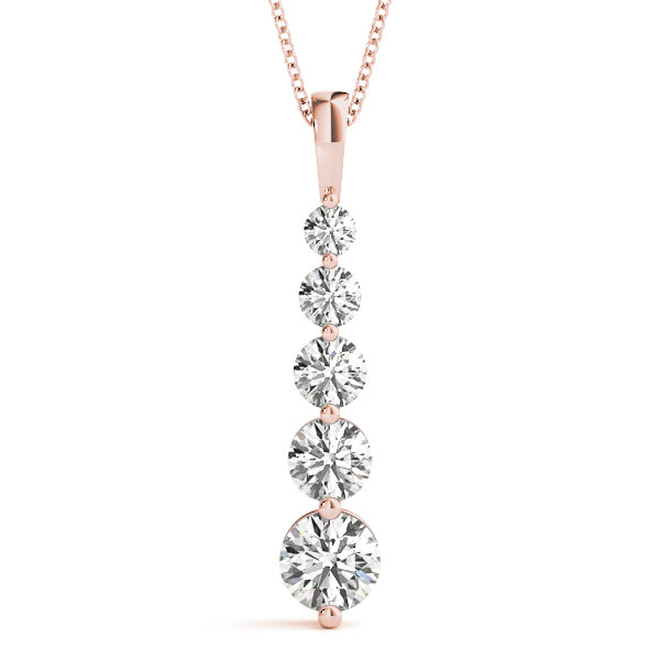 14k rose gold pendant with a vertical arrangement of lab-grown diamonds, symbolizing connection and harmony.