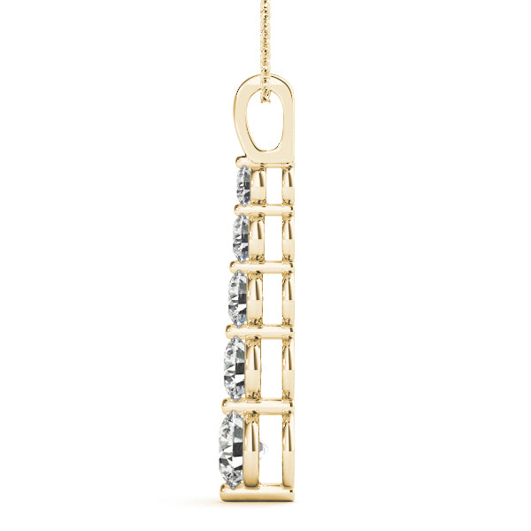14k rose gold pendant with a vertical arrangement of lab-grown diamonds, symbolizing connection and harmony.