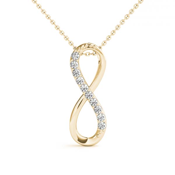 14k gold infinity pendant with Lovinity diamonds, symbolizing eternal love and connection.
