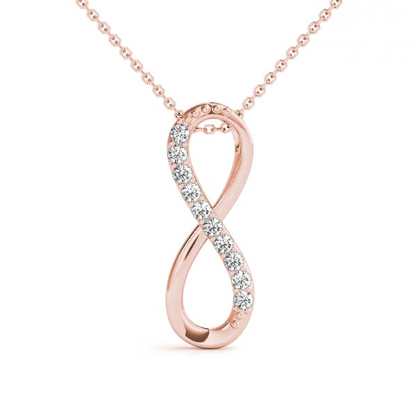 14k gold infinity pendant with Lovinity diamonds, symbolizing eternal love and connection.