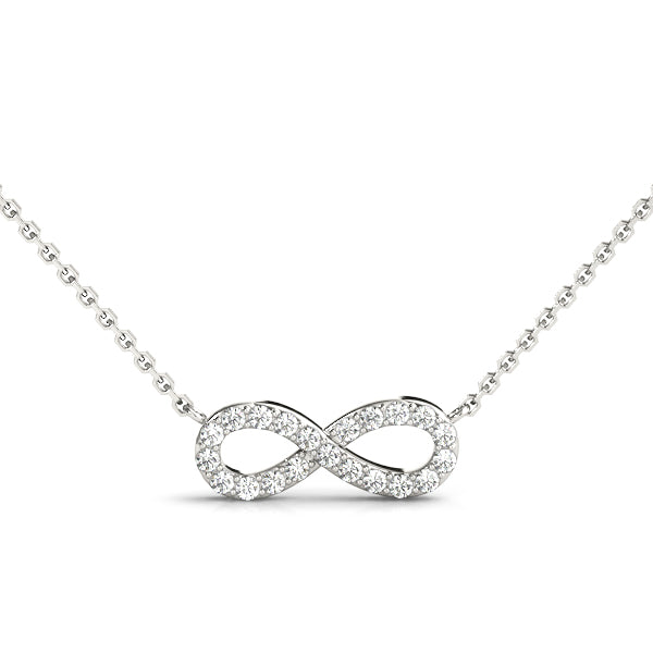 14k gold infinity pendant with Lovinity diamonds, symbolizing infinite love and unity.