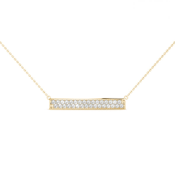14k gold bar necklace with pavé-set Lovinity diamonds, symbolizing balance and simplicity in life.