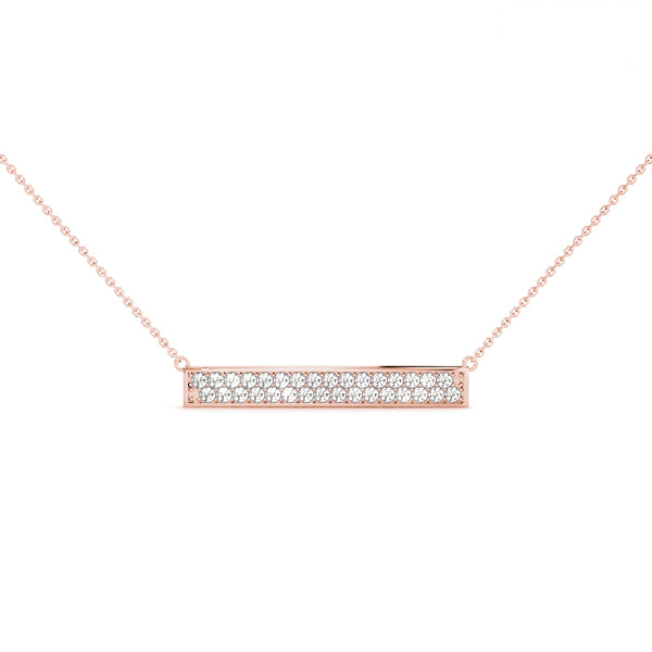 14k gold bar necklace with pavé-set Lovinity diamonds, symbolizing balance and simplicity in life.