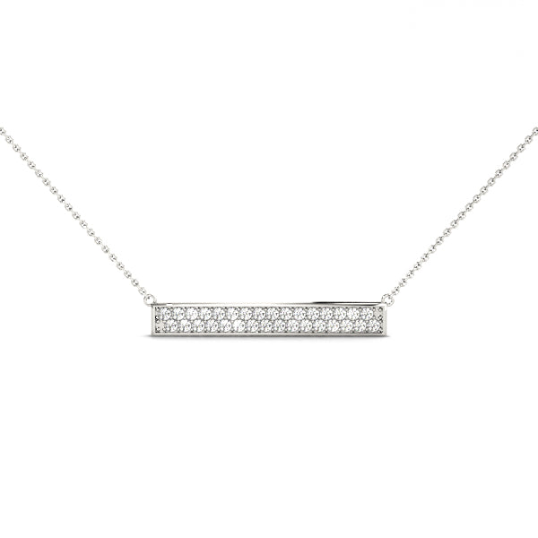 14k gold bar necklace with pavé-set Lovinity diamonds, symbolizing balance and simplicity in life.