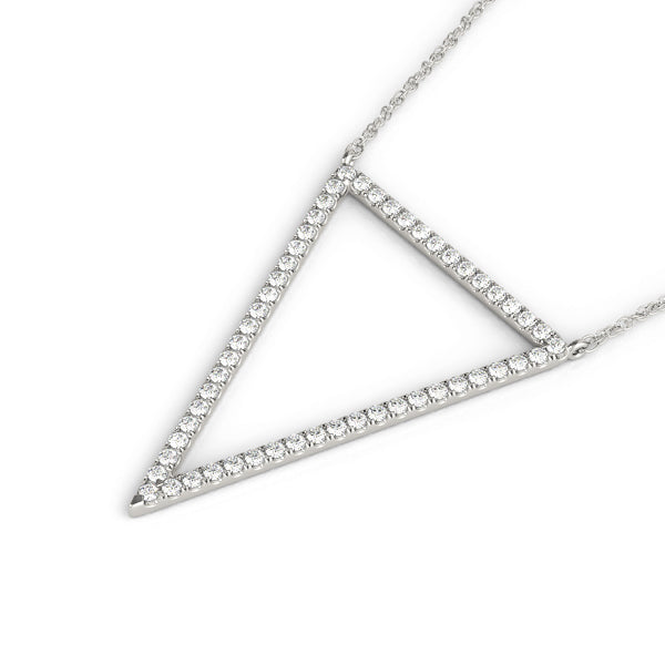 14k gold inverted triangle necklace with Lovinity diamonds, symbolizing balance and spiritual connection.