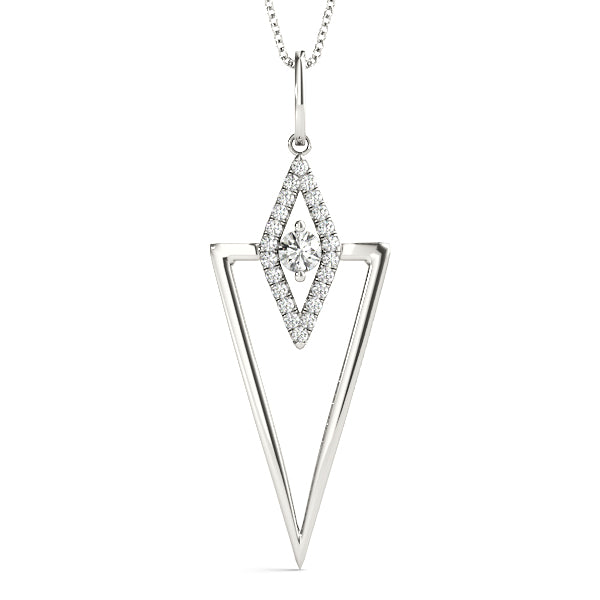 14k gold inverted triangle necklace with Lovinity diamonds, representing balance, spiritual connection, and contemporary geometric elegance.