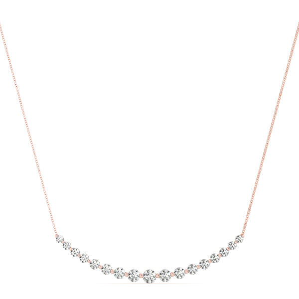14k gold necklace with a graduated curve of lab-grown diamonds forming an elegant silhouette.