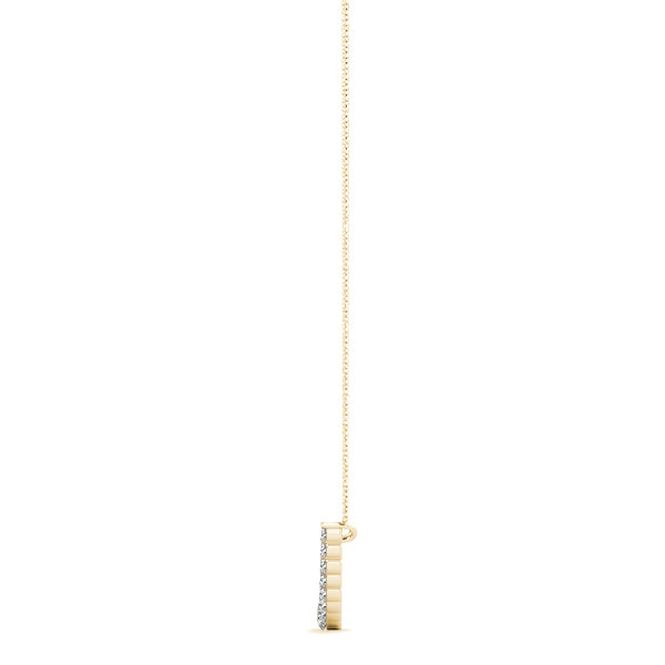 14k gold necklace with a graduated curve of lab-grown diamonds forming an elegant silhouette.
