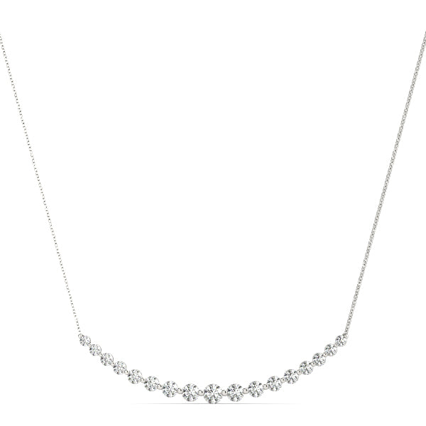 14k gold necklace with a graduated curve of lab-grown diamonds forming an elegant silhouette.