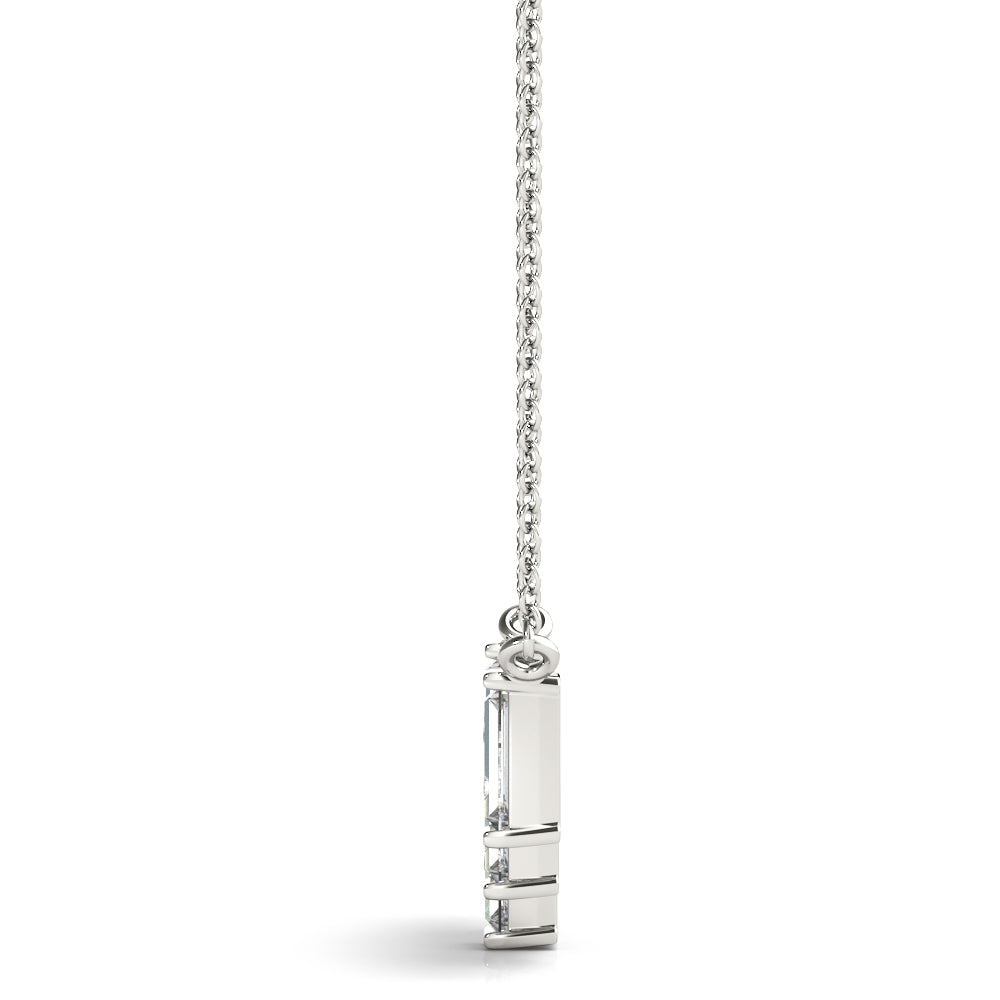 14k white gold Nature's Harmony diamond necklace with emerald-cut lab-grown diamonds arranged in a graceful wave, inspired by the Tree of Life.