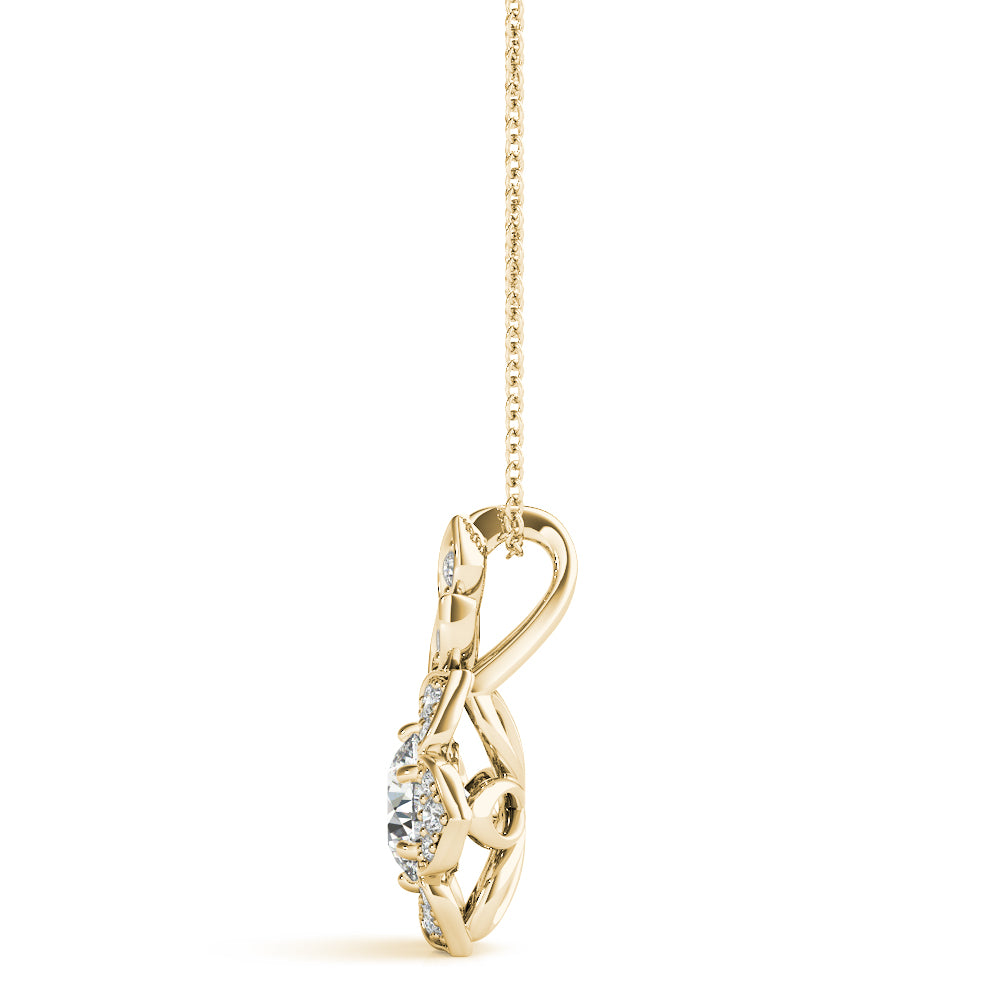 14k gold pendant from the Tree of Life Collection featuring a central Lovinity diamond surrounded by intricate diamond petals.