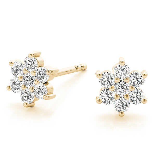 14k white gold diamond cluster earrings from Lovinity’s Unity Collection, featuring a floral design symbolizing unity and divine protection.
