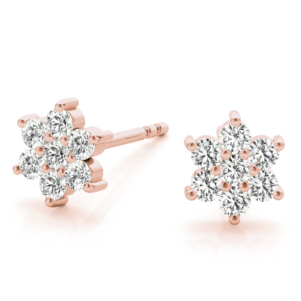 14k white gold diamond cluster earrings from Lovinity’s Unity Collection, featuring a floral design symbolizing unity and divine protection.