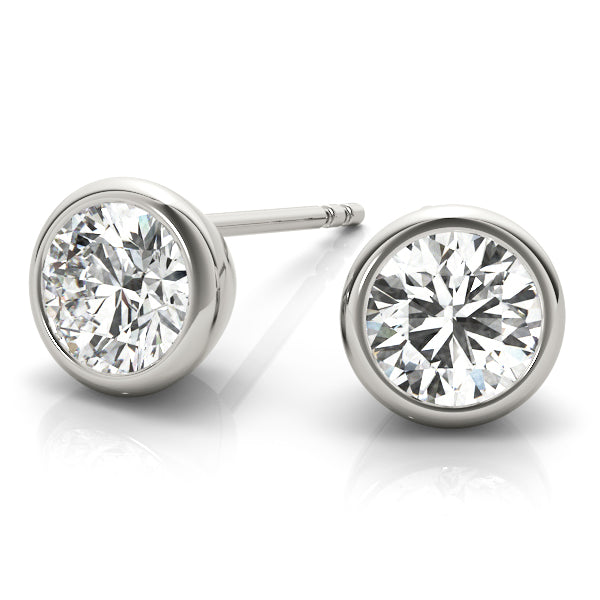 14k gold diamond bezel stud earrings with a modern sleek setting.