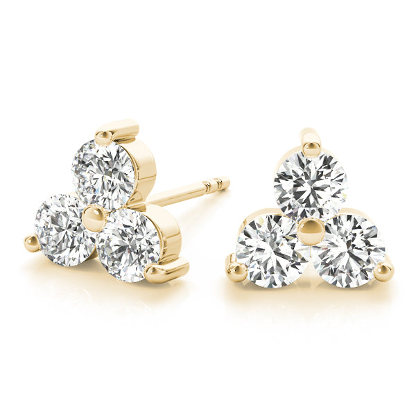 14k white gold diamond cluster earrings from Lovinity’s Unity Collection, featuring three Lovinity diamonds arranged in a triangular formation symbolizing guidance and protection."