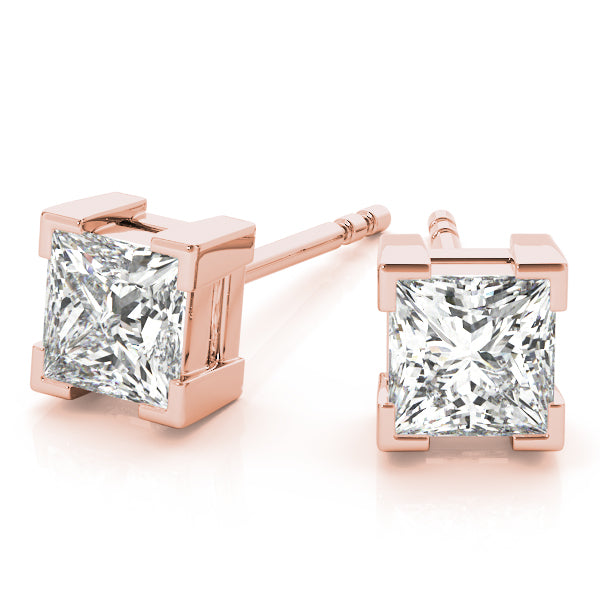 14k white gold princess-cut diamond stud earrings, featuring Lovinity diamonds in a modern, minimalist design.
