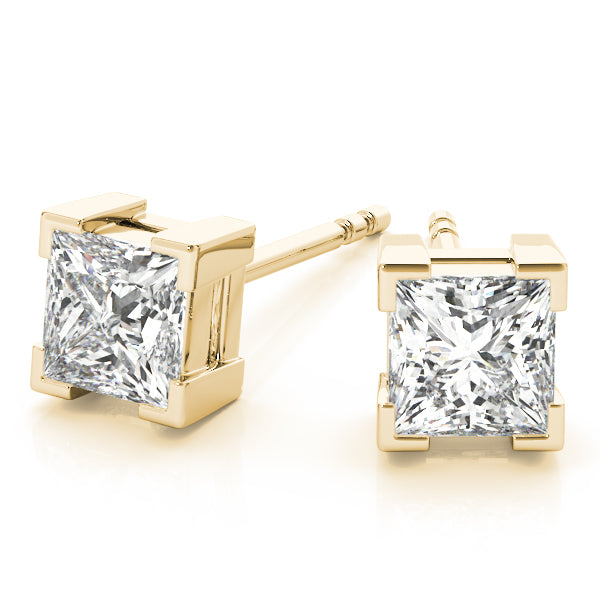 14k white gold princess-cut diamond stud earrings, featuring Lovinity diamonds in a modern, minimalist design.