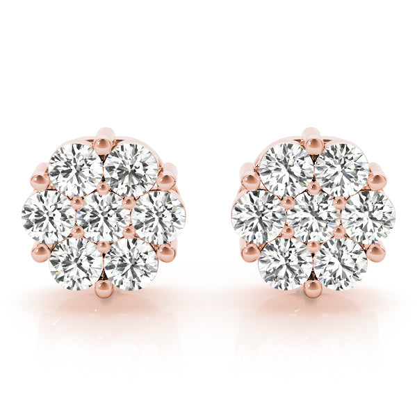 14k gold diamond cluster earrings featuring lab-grown Lovinity diamonds in a radiant floral pattern, symbolizing growth and unity