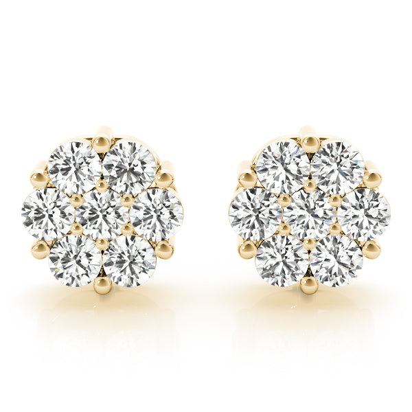 14k gold diamond cluster earrings featuring lab-grown Lovinity diamonds in a radiant floral pattern, symbolizing growth and unity