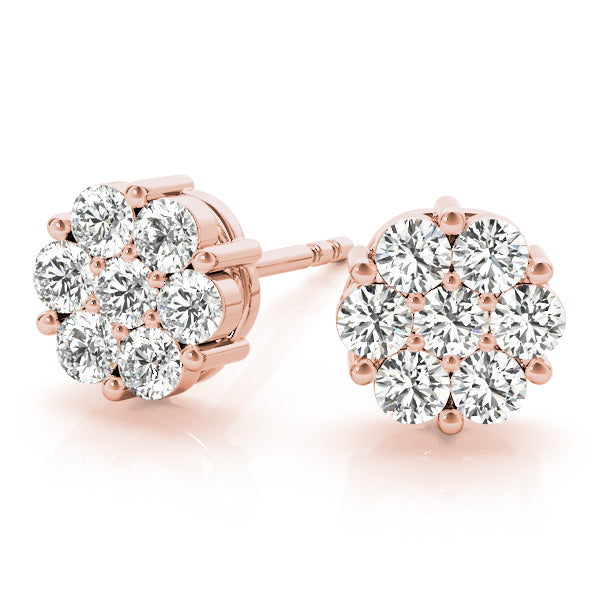 14k gold diamond cluster earrings featuring lab-grown Lovinity diamonds in a radiant floral pattern, symbolizing growth and unity