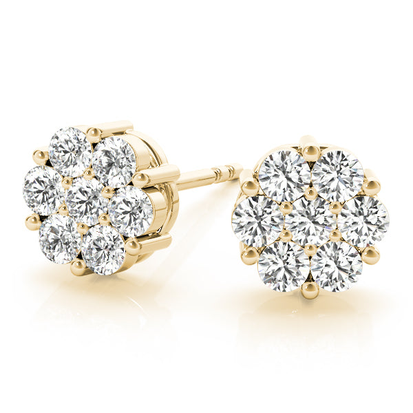 14k gold diamond cluster earrings featuring lab-grown Lovinity diamonds in a radiant floral pattern, symbolizing growth and unity