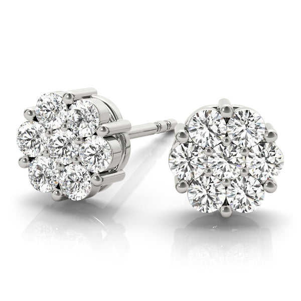 14k gold diamond cluster earrings featuring lab-grown Lovinity diamonds in a radiant floral pattern, symbolizing growth and unity