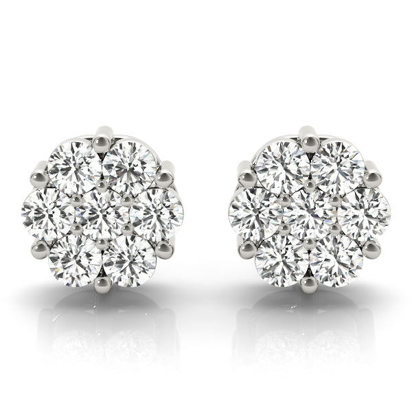 14k gold diamond cluster earrings featuring lab-grown Lovinity diamonds in a radiant floral pattern, symbolizing growth and unity