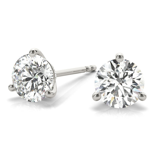 14k gold diamond stud earrings with a single Lovinity diamond in a three-prong setting.