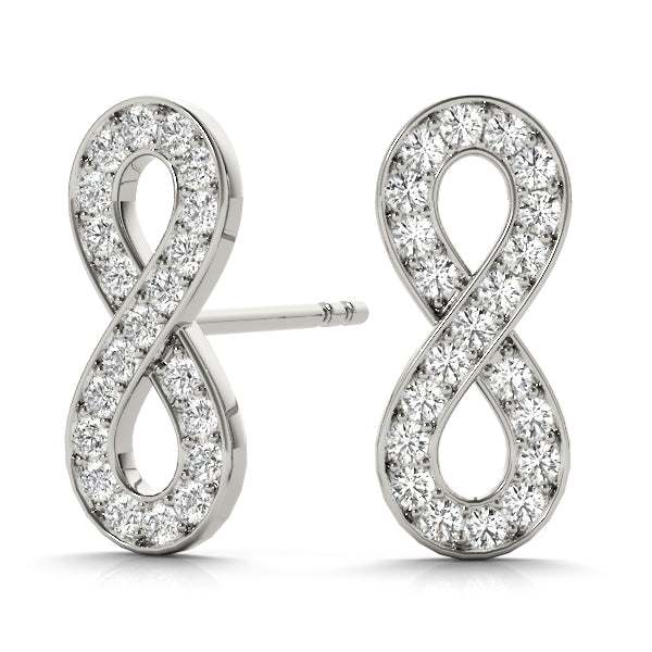 14k white gold infinity diamond earrings from Lovinity’s Unity Collection, symbolizing eternal love and boundless connection.