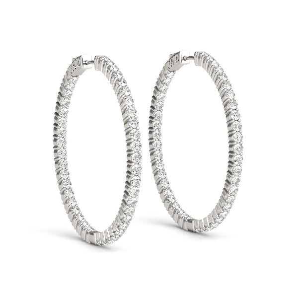 14k white gold inside-out hoop earrings with lab-grown diamonds, symbolizing infinity and timeless elegance.