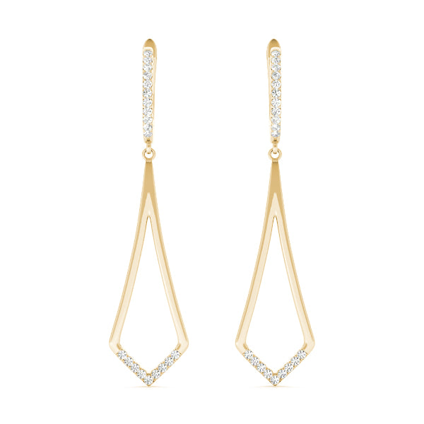 14k gold minimalist drop earrings with Lovinity diamond accents for balanced elegance and spiritual harmony.