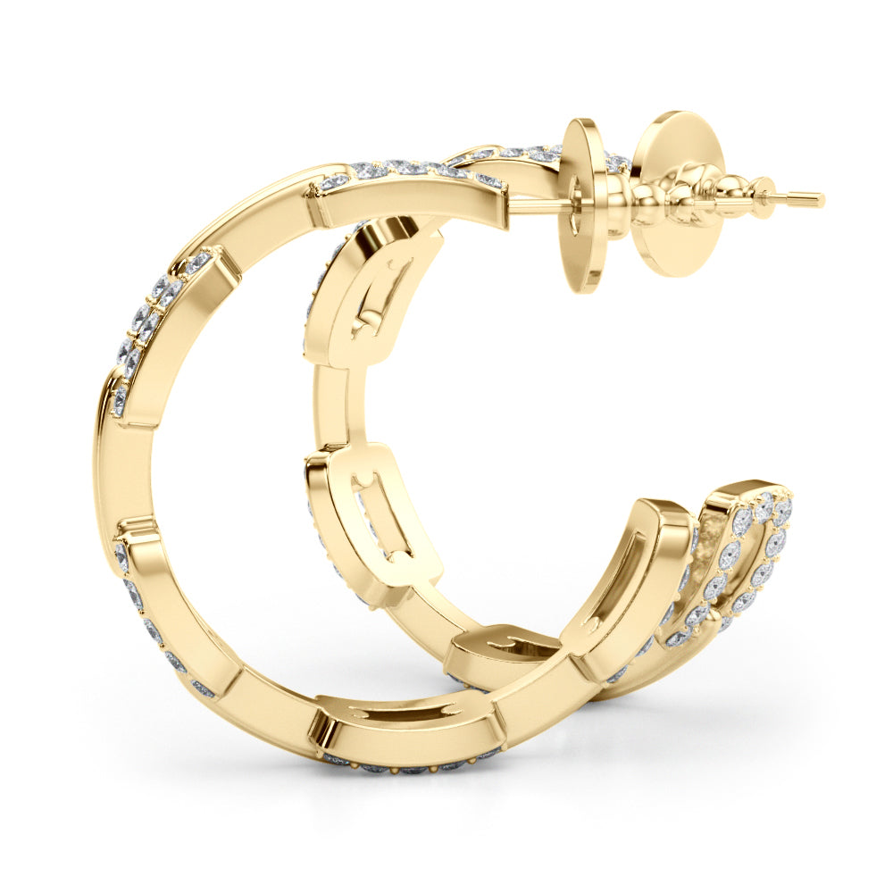 14k white gold interlocking link hoop earrings set with lab-grown diamonds, symbolizing unbreakable bonds and eternal connections.
