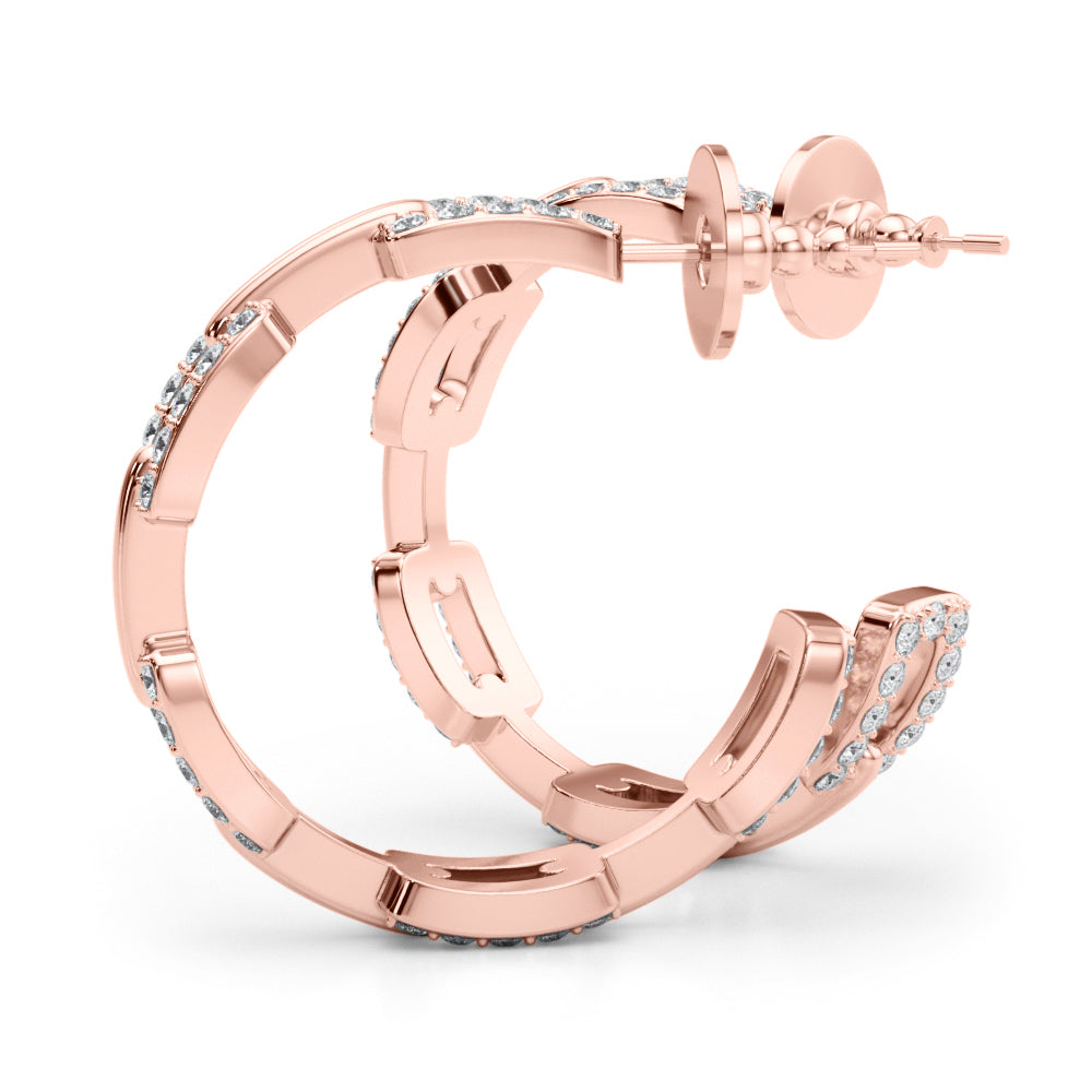 14k white gold interlocking link hoop earrings set with lab-grown diamonds, symbolizing unbreakable bonds and eternal connections.