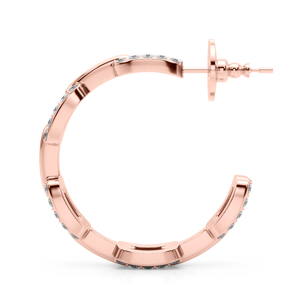 14k white gold interlocking link hoop earrings set with lab-grown diamonds, symbolizing unbreakable bonds and eternal connections.