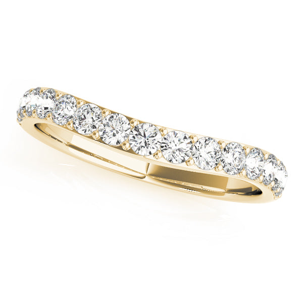 14k Gold Journey Curved Band with lab-grown diamonds, symbolizing life's twists and turns.