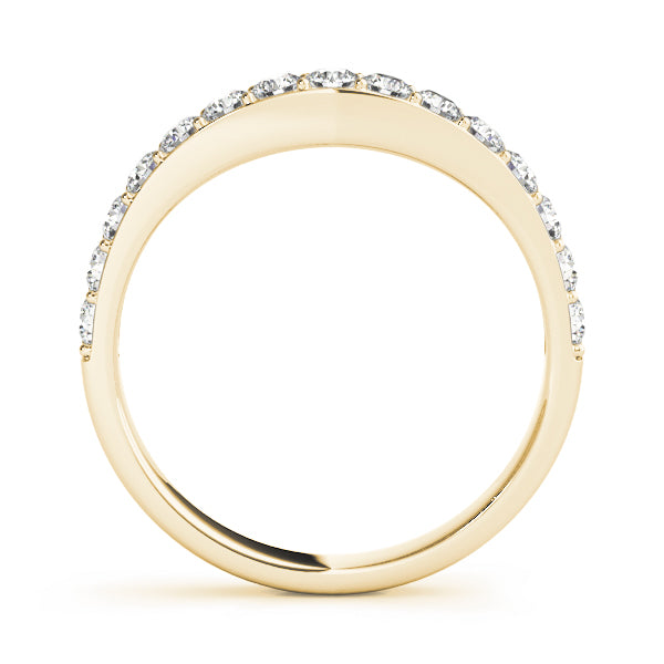 14k Gold Journey Curved Band with lab-grown diamonds, symbolizing life's twists and turns.