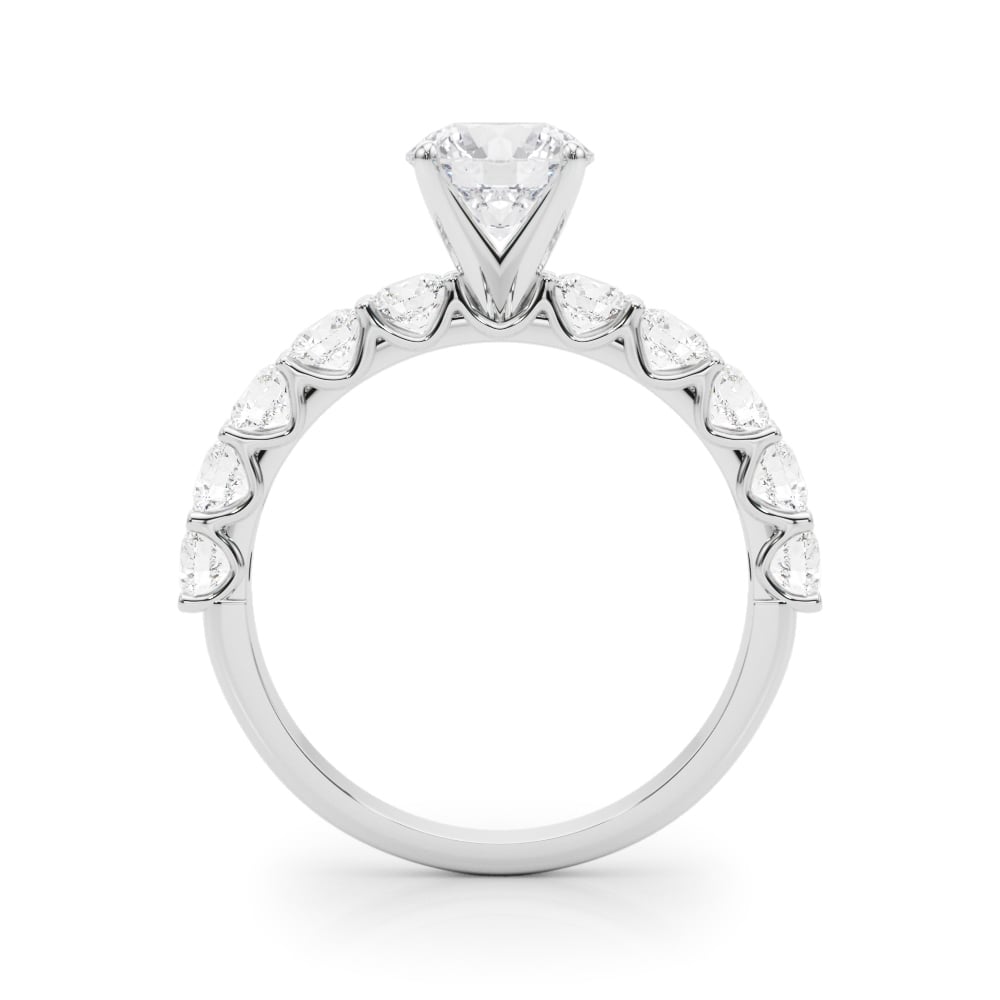 14k white gold Cathedral Grace Ring with a round lab-grown diamond center stone, elevated in a cathedral setting, accented by pavé diamonds along the shank.