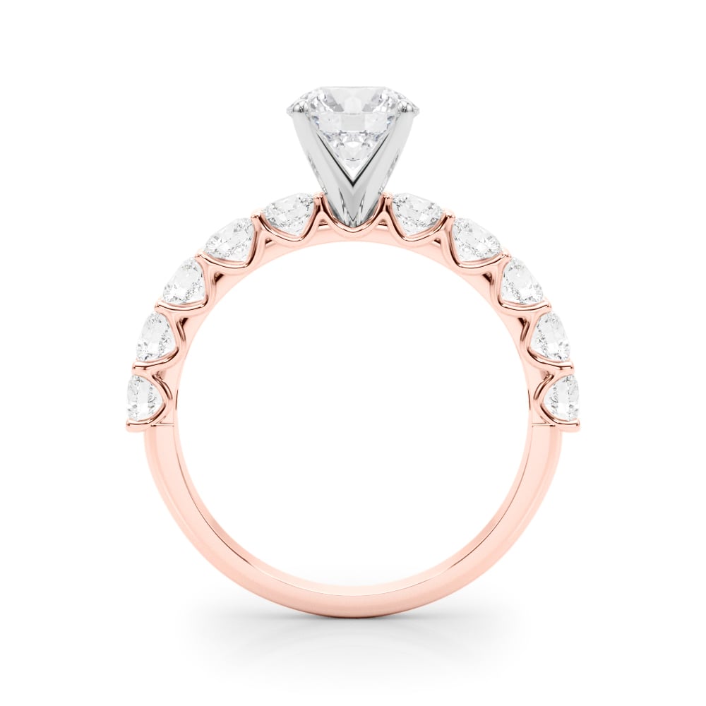 14k white gold Cathedral Grace Ring with a round lab-grown diamond center stone, elevated in a cathedral setting, accented by pavé diamonds along the shank.