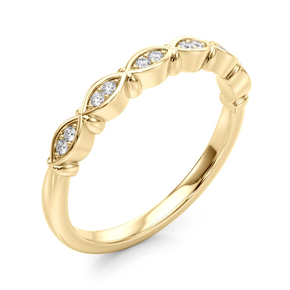 14k gold band with marquise-shaped Lovinity Diamonds, symbolizing protection and connection.