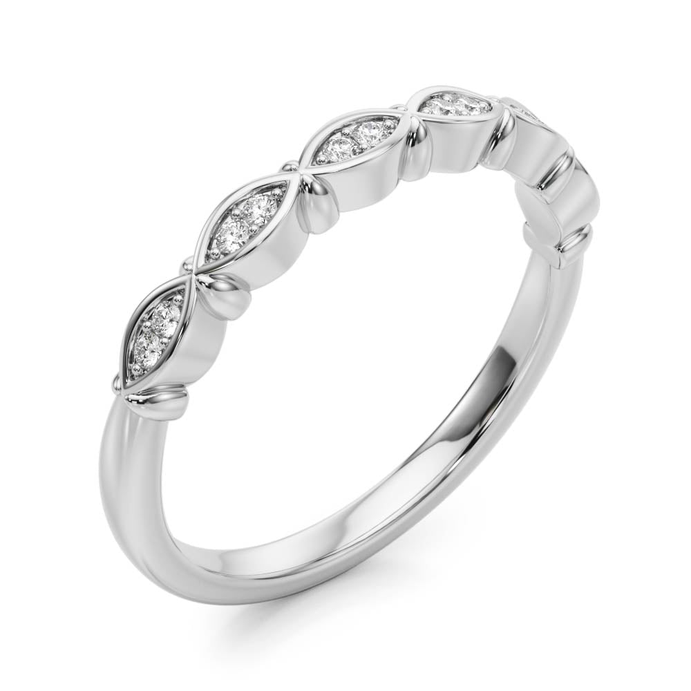 14k gold band with marquise-shaped Lovinity Diamonds, symbolizing protection and connection.