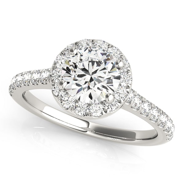 Enchanted Halo Diamond Ring in 14k gold with a central round lab-grown diamond and pave halo design.