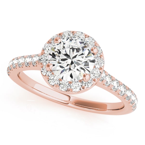 Enchanted Halo Diamond Ring in 14k gold with a central round lab-grown diamond and pave halo design.