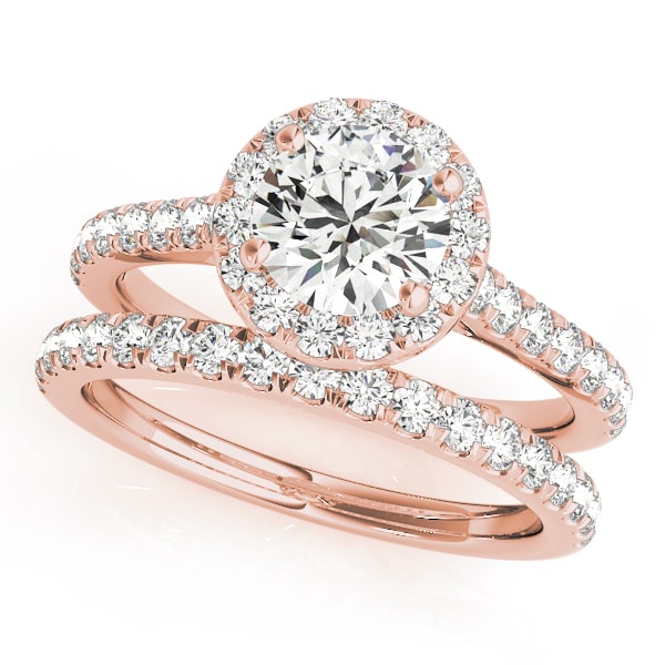 Enchanted Halo Diamond Ring in 14k gold with a central round lab-grown diamond and pave halo design.