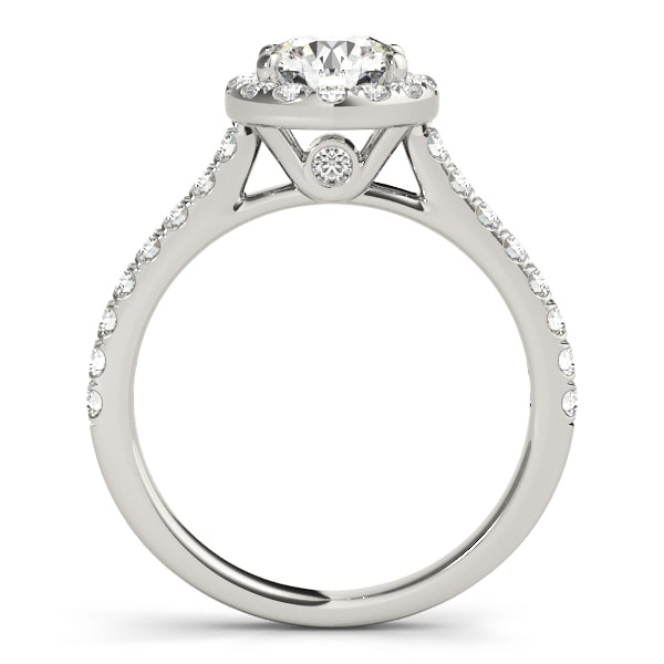 Enchanted Halo Diamond Ring in 14k gold with a central round lab-grown diamond and pave halo design.