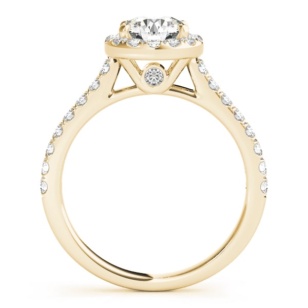 Enchanted Halo Diamond Ring in 14k gold with a central round lab-grown diamond and pave halo design.