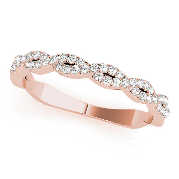 14k gold marquise-shaped diamond eternity band symbolizing unity and love.